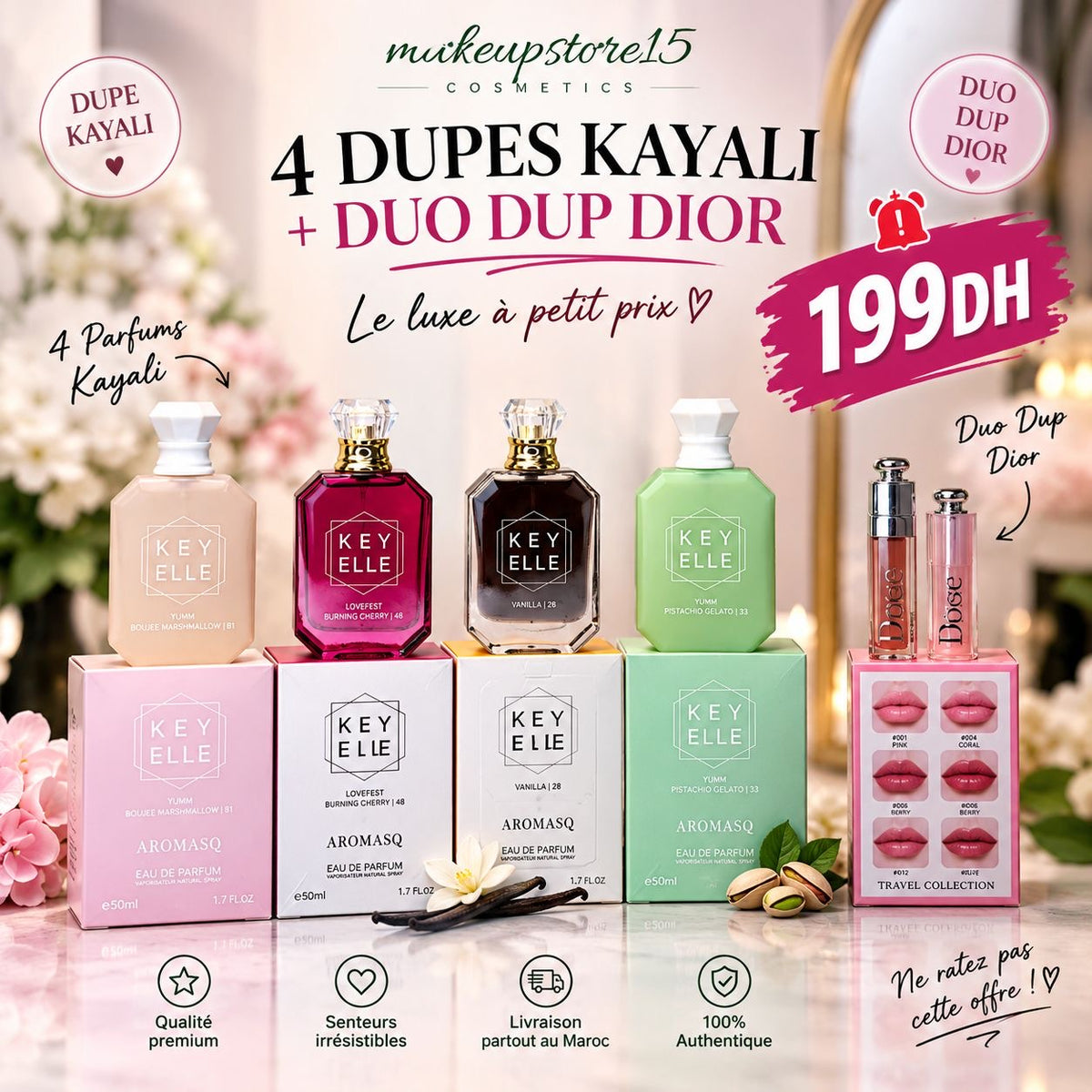 Promo 5 kayali + liepstick 2 pieces